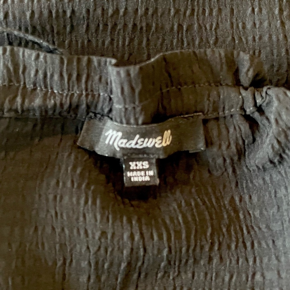 Madewell Black Seersucker Bubble-Sleeve Top - Picture 6 of 8